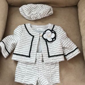 Janie and Jack shorts outfit w/ hat & black pants